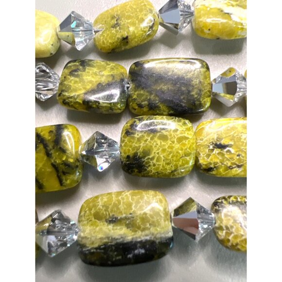 Artisan Double Strand Elephant Necklace Natural Serpentine Jasper Beads Signed - Picture 2 of 12